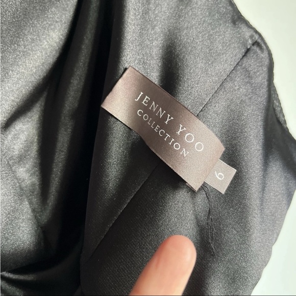 Jenny Yoo Black Dress Women Sz 6 Silk Chiffon Wedding Whimsigoth Halter Y2K EUC - Picture 3 of 13